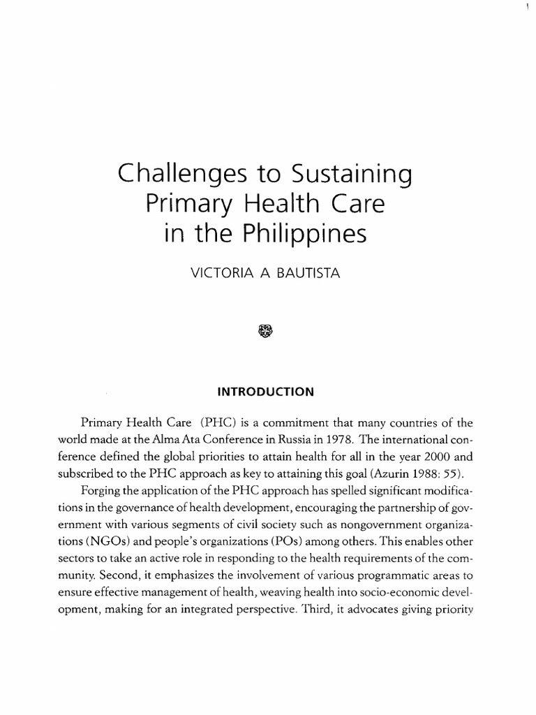 Sustaining Primary Health Care in the Philippines | PDF | Health Care ...