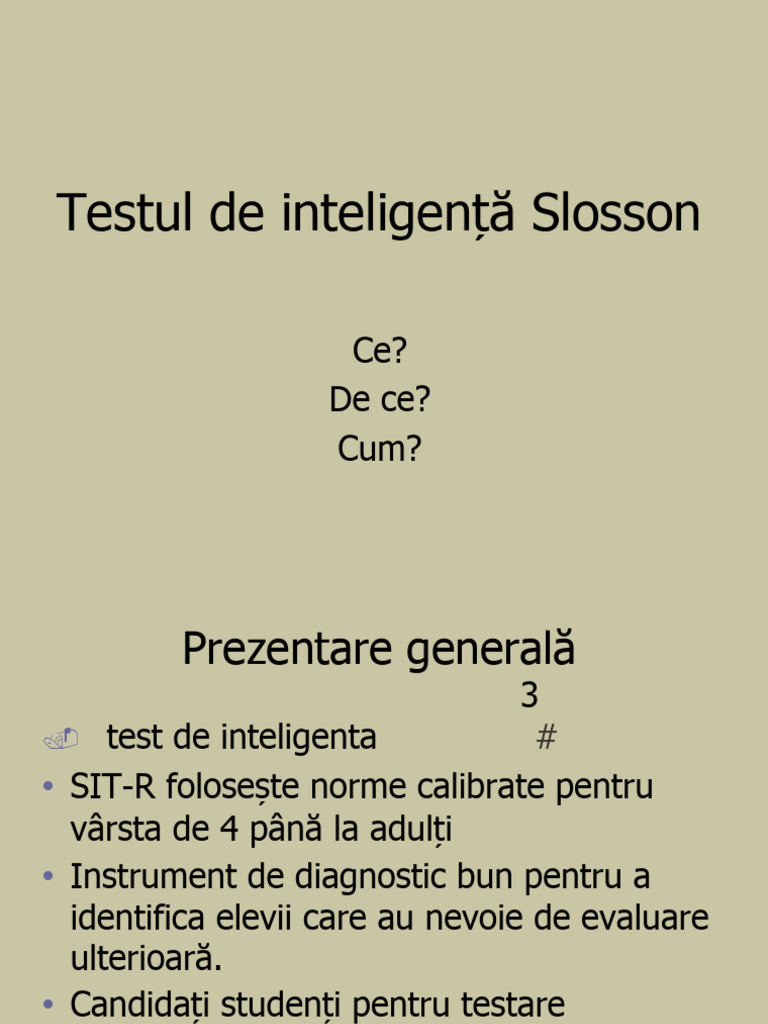 Test de Inteligencia Slosson | PDF