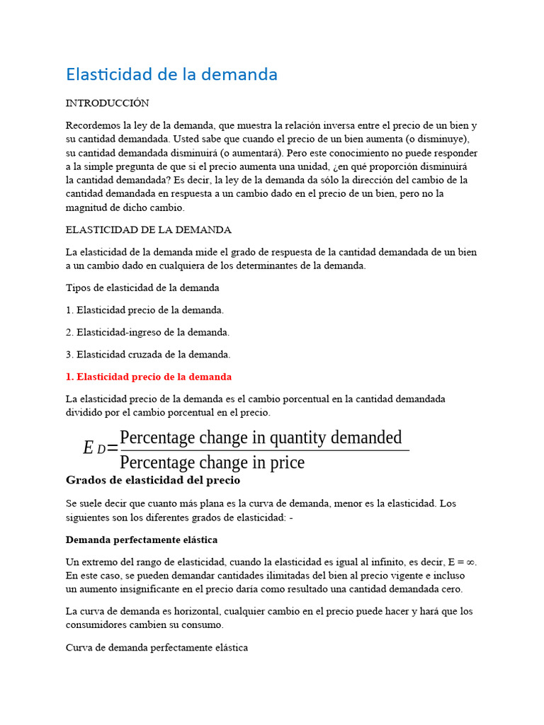 Elasticidad de La Demanda | PDF | Elasticidad (economía) | Oferta y demanda