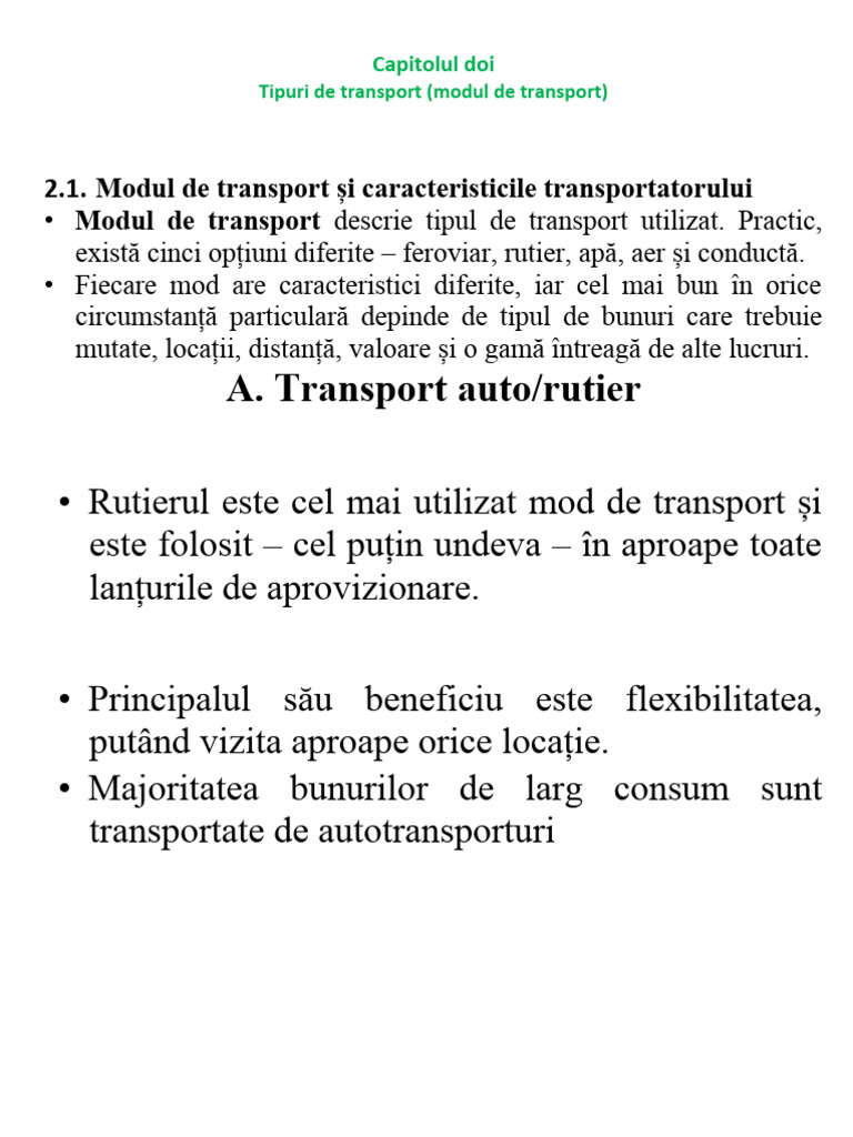 Capitolul 2 Transportul | PDF
