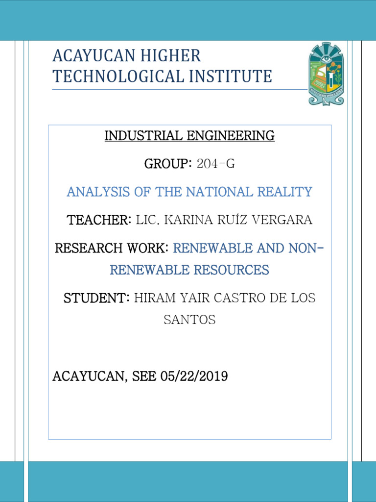 RENEWABLE AND NONRENEWABLE RESOURCES REVIEW visual data 2
