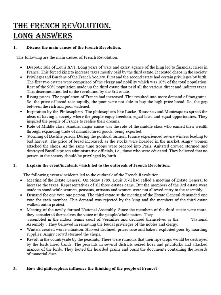 Causes and Impact of the French Revolution | PDF | French Revolution ...
