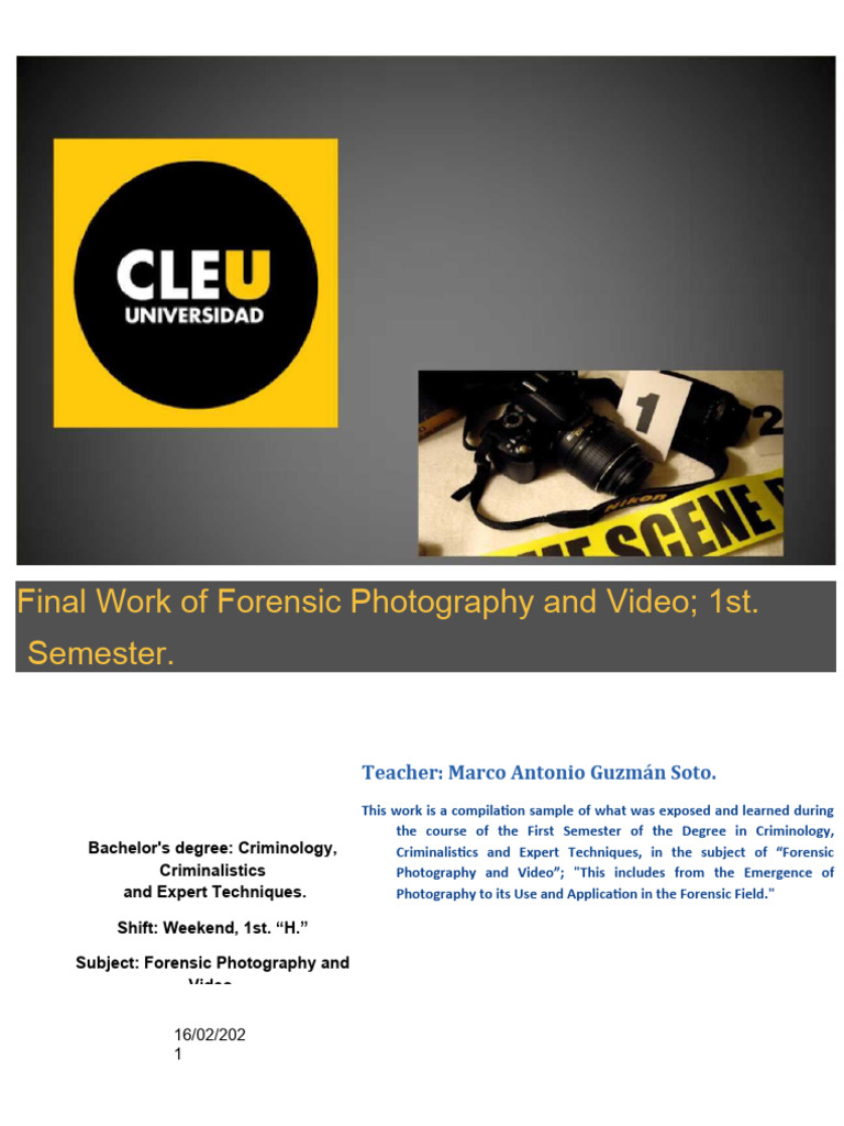 Final Forensic Photography and Video Project 1 | PDF | Camera Lens ...