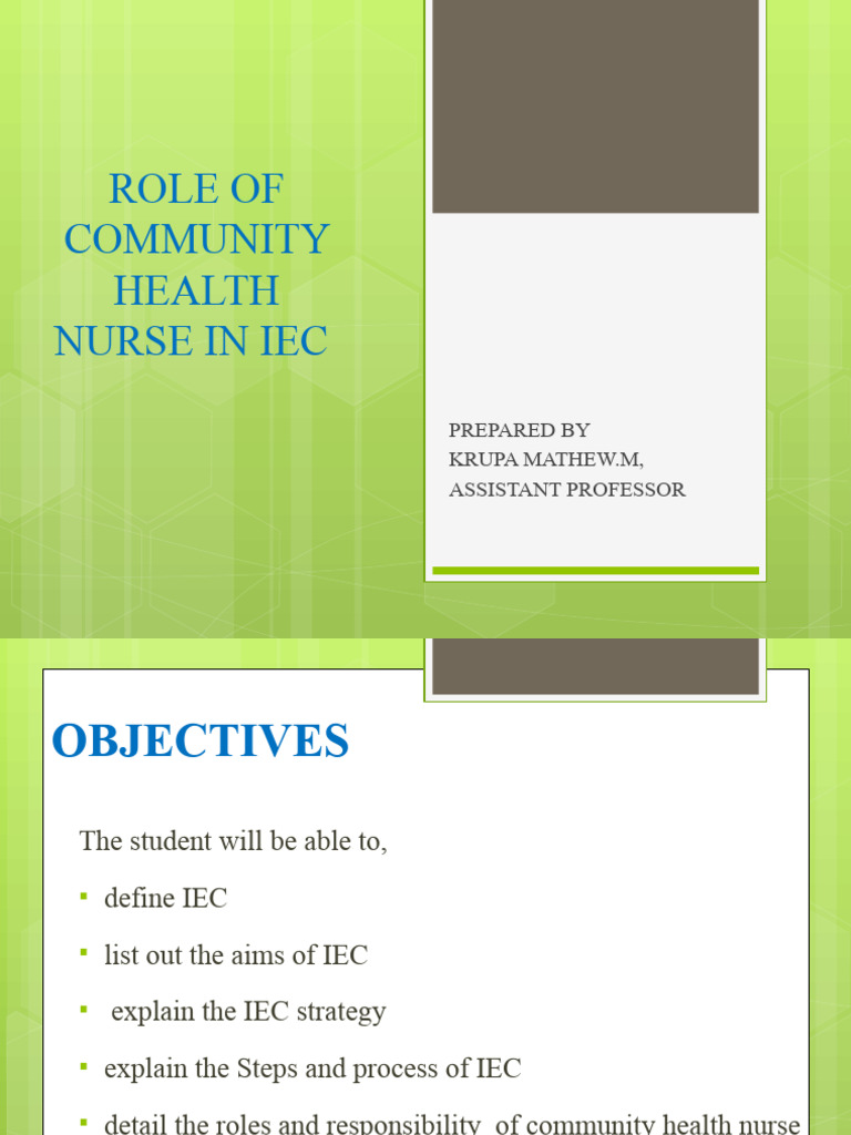 Community Health Nurse's Role in IEC | PDF | Health Education ...