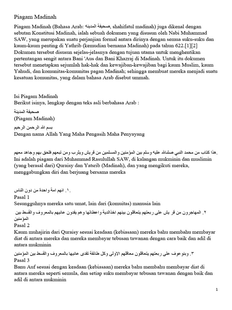 Piagam Madinah | PDF | Agama & Spiritualitas
