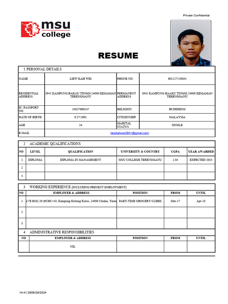 Format Resume Utk STDNT | PDF | Malaysia