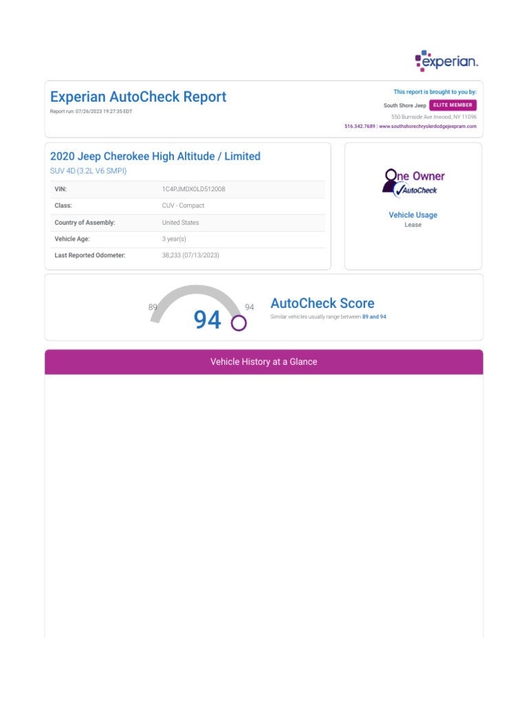 Welcome To AutoCheck - Full Report | PDF | Used Car | Vehicles