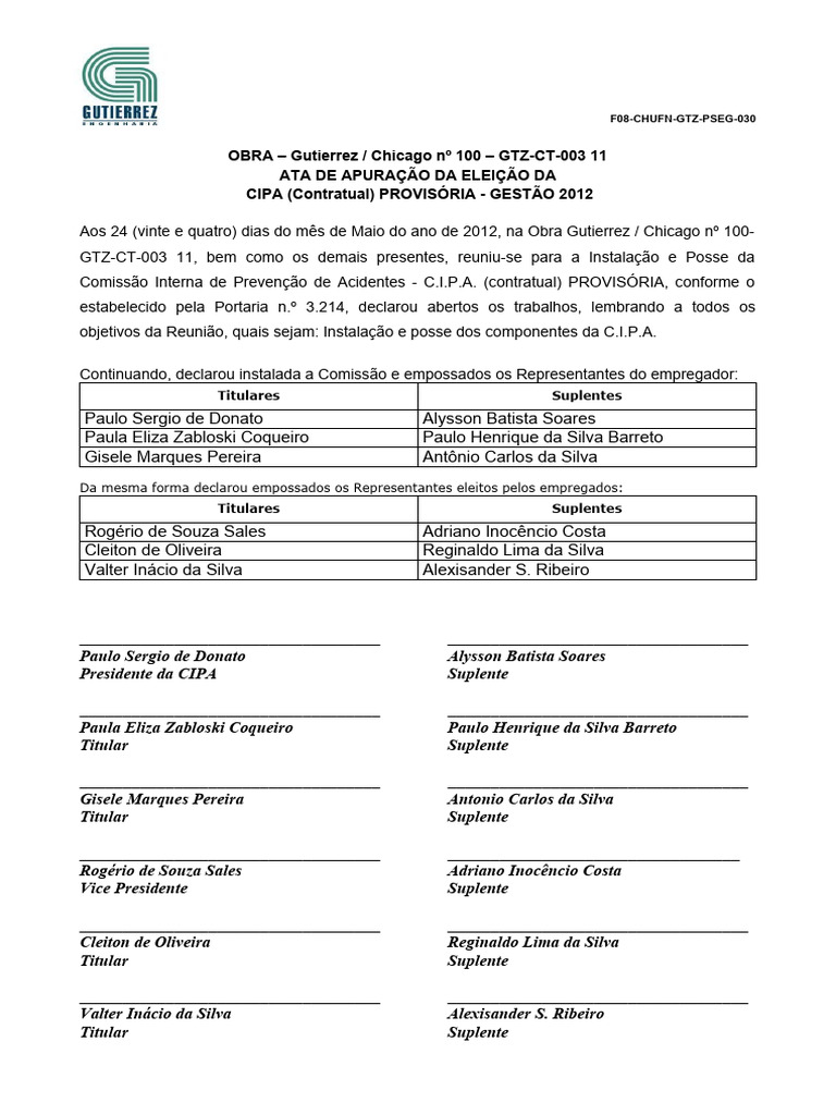 F08 chufn gtz pseg 030 ata de instala o e posse da cipa pdf brasil