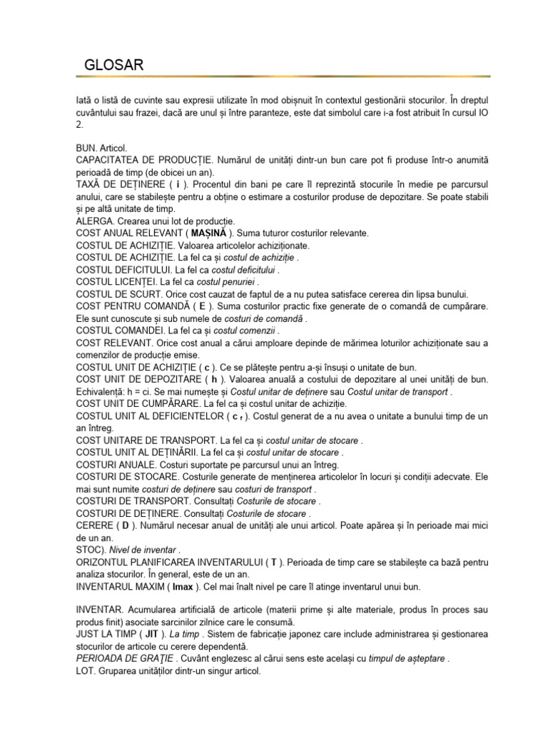 Glosar Inventare | PDF