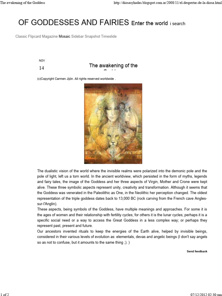 The Awakening of The Goddess | PDF | Goddess | Folklore