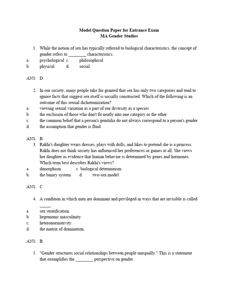 Ma Gender Studies Pdf Gender Gender Studies