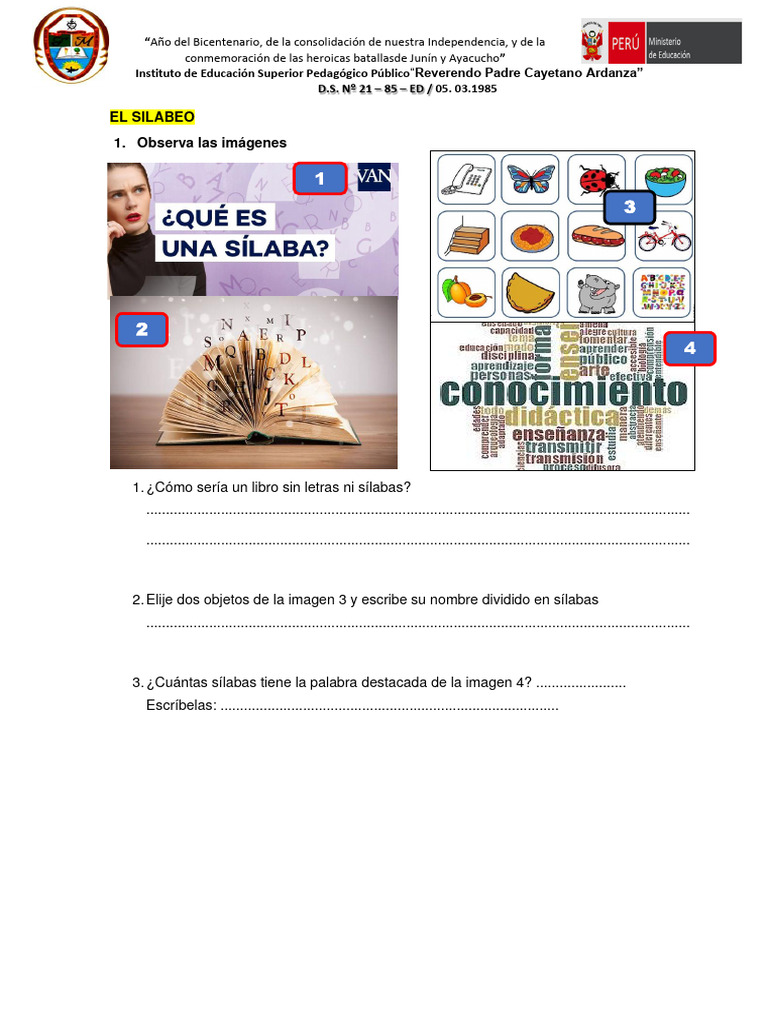 Ficha #1 - Silabeo | PDF | Sílaba | Vocal