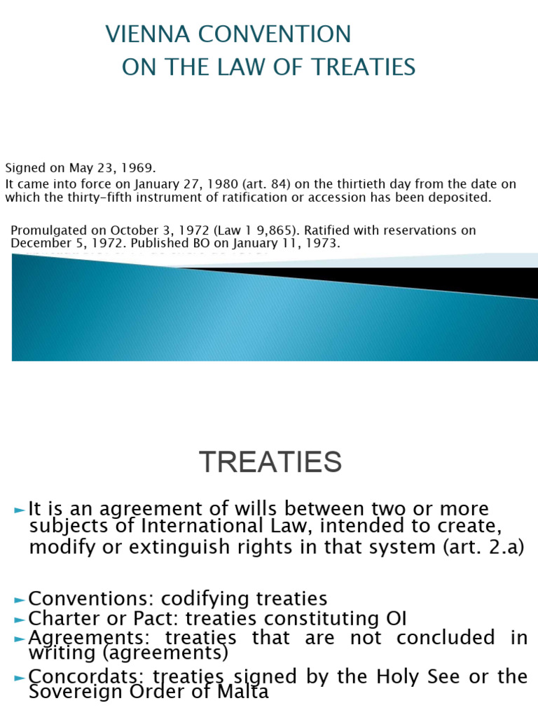 Vienna Convention On The Law of Treaties | PDF | Treaty | Ratification