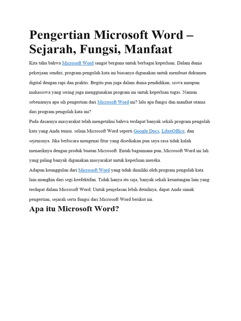 Pengertian dan Fungsi Microsoft Word | PDF