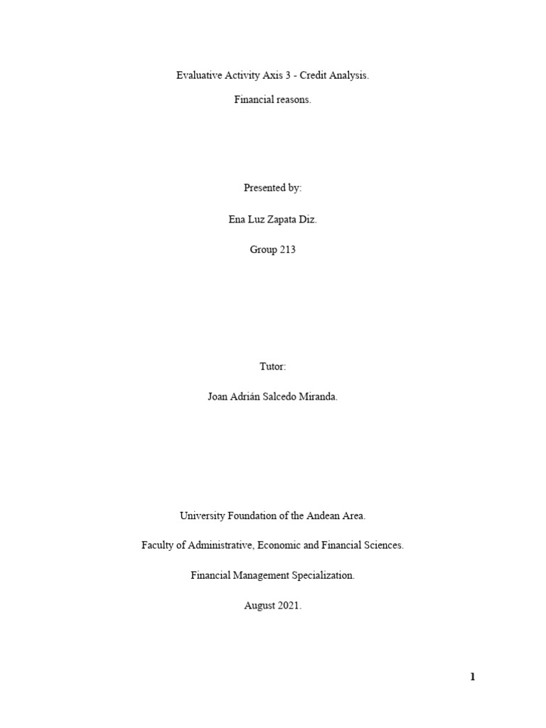 Credit Analysis Example