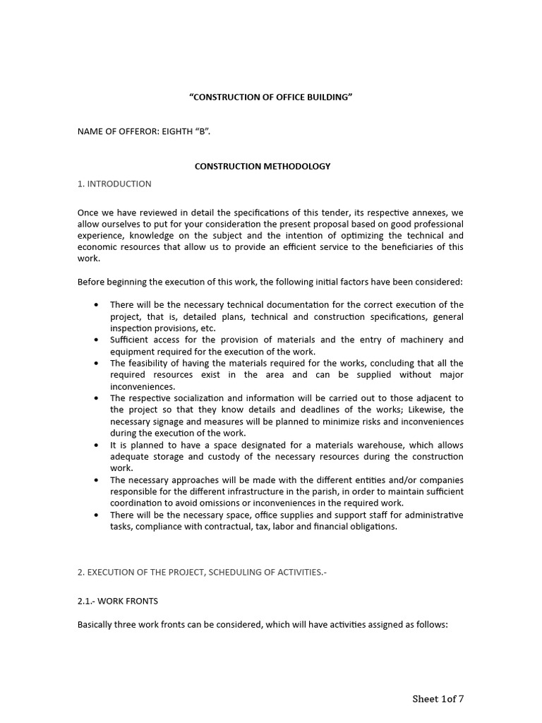 Example of construction methodology pdf carpentry electrician
