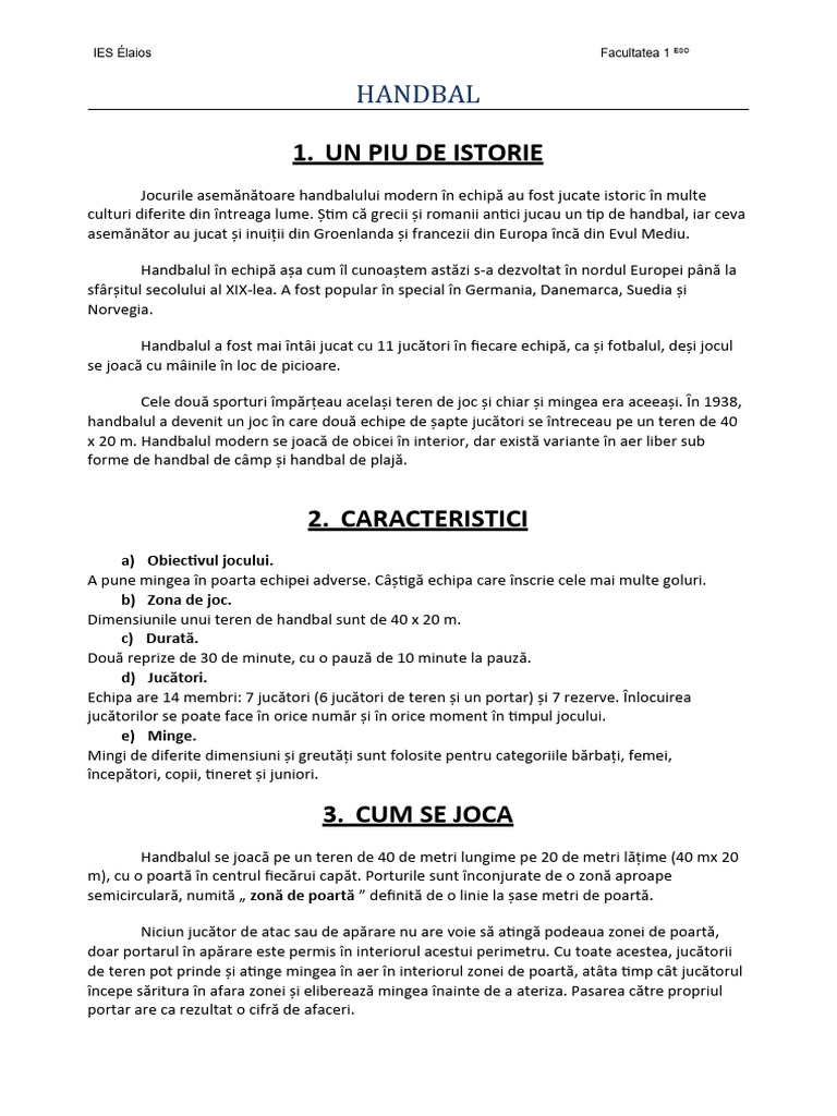 Note de Handbal | PDF