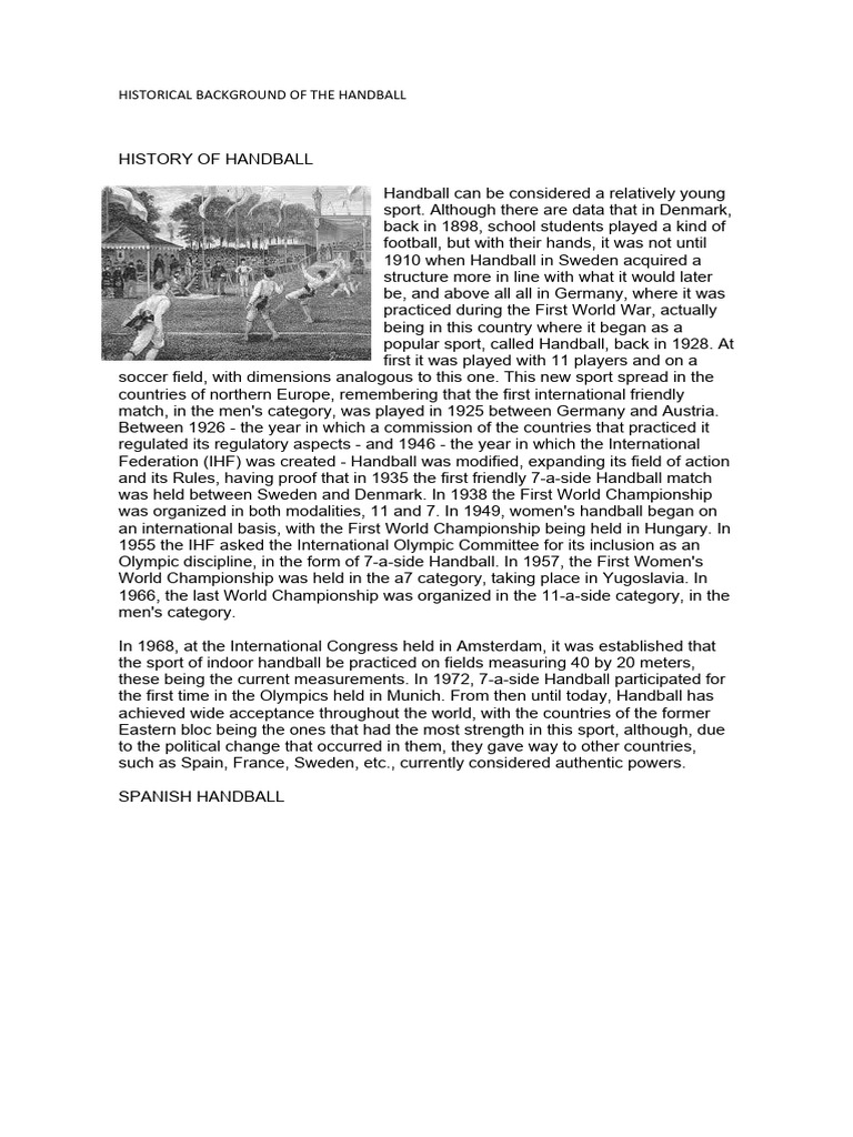 Historical Background of The Handball | PDF | Sports Rules And ...