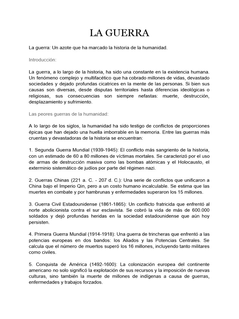 Impacto de la Guerra en la Historia | PDF | Colonización europea de las ...