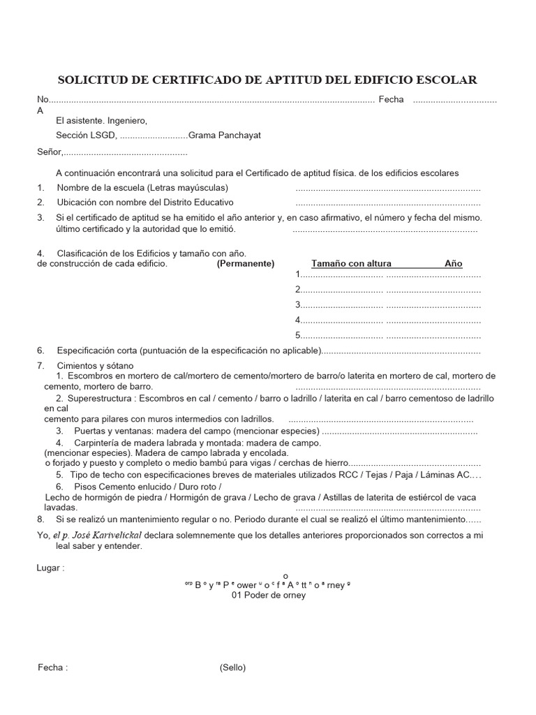 Solicitud de Certificado Escolar | PDF | Mortero (Albañilería ...