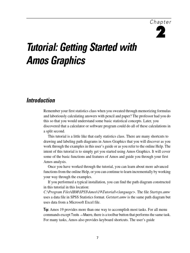 Amos Graphics Tutorial Basics | PDF | Spss | Microsoft Excel