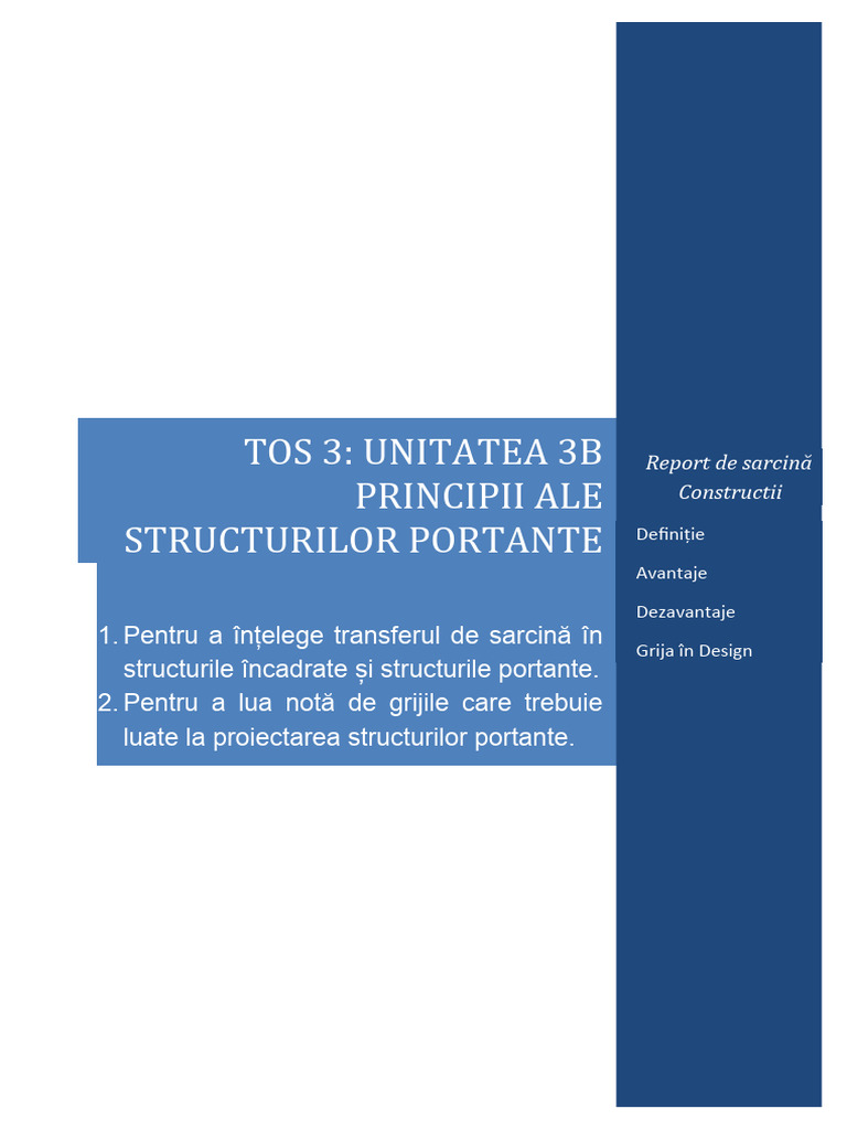 TOS 3 Unitatea 3b Principiile Structurilor Portante-1 | PDF