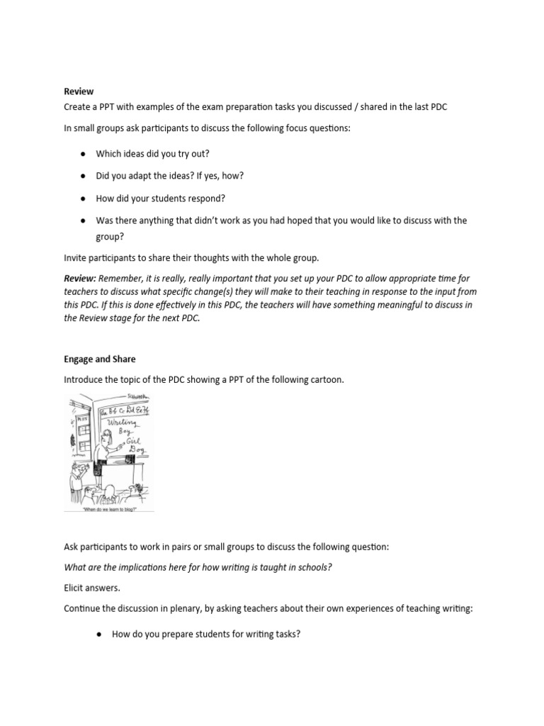 PDC3 Handout - Suggested Approach For PDC On Writing - Secondary | PDF ...