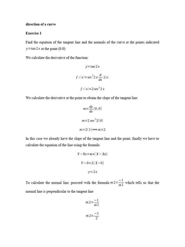 Normal Line and Tangent Calculations | PDF | Tangent | Slope