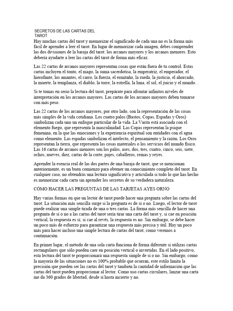 Secretos Del Tarot | PDF | Tarot | Jugando a las cartas