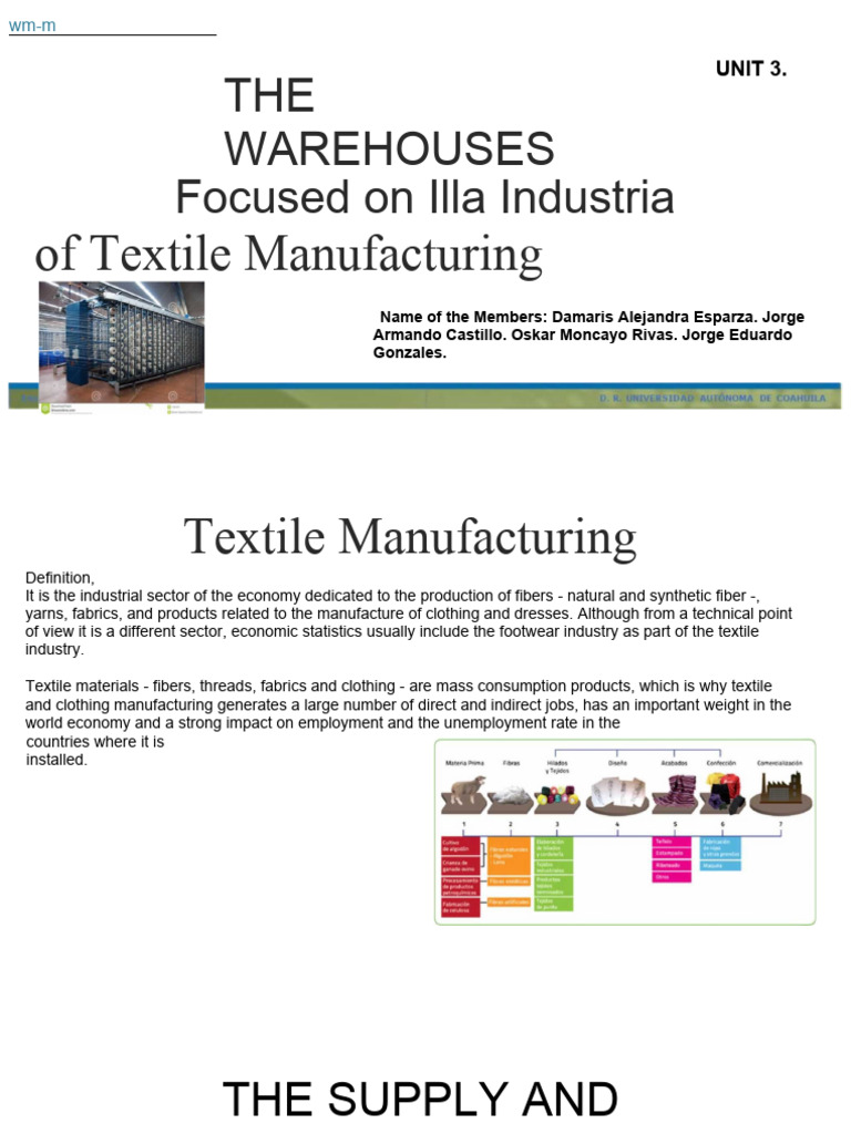 Warehouses In Textile Manufacturing Pdf Textiles Warehouse