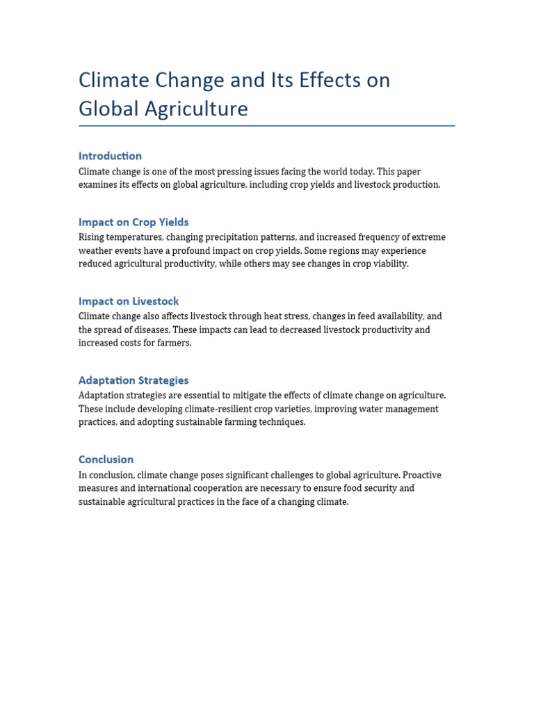 Climate Change's Impact on Agriculture | PDF | Technology & Engineering