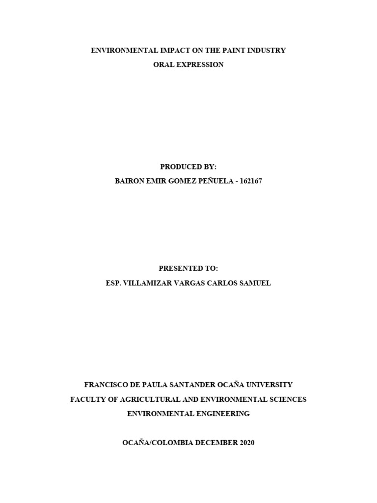 Environmental Effects of Paint Production | PDF | Paint | Pollution