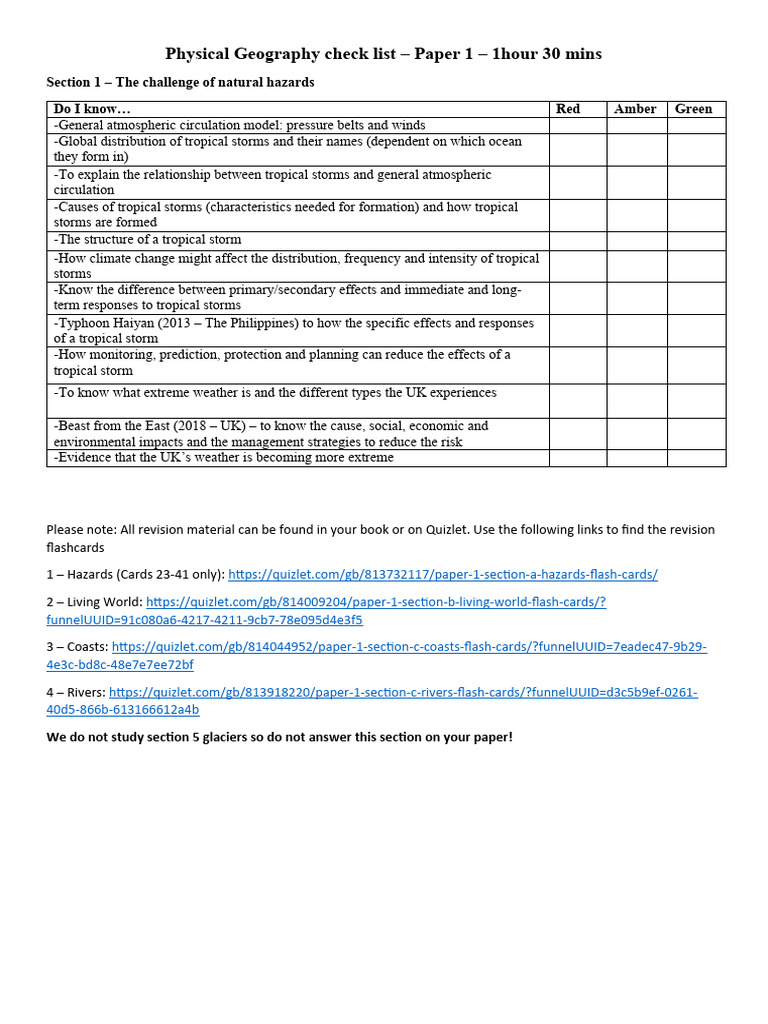 Physical Geography Hazards Revision Guide | PDF | Politics | Science ...