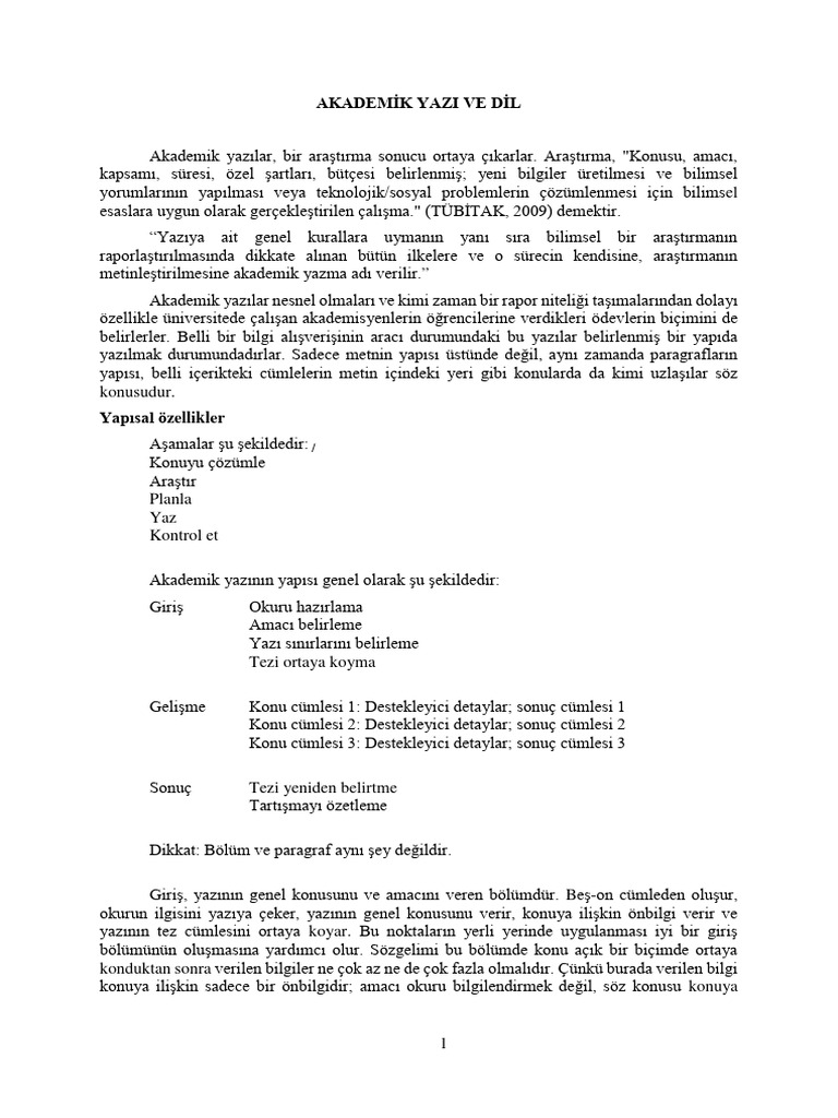 Akademik Yazi Ve Dil | PDF