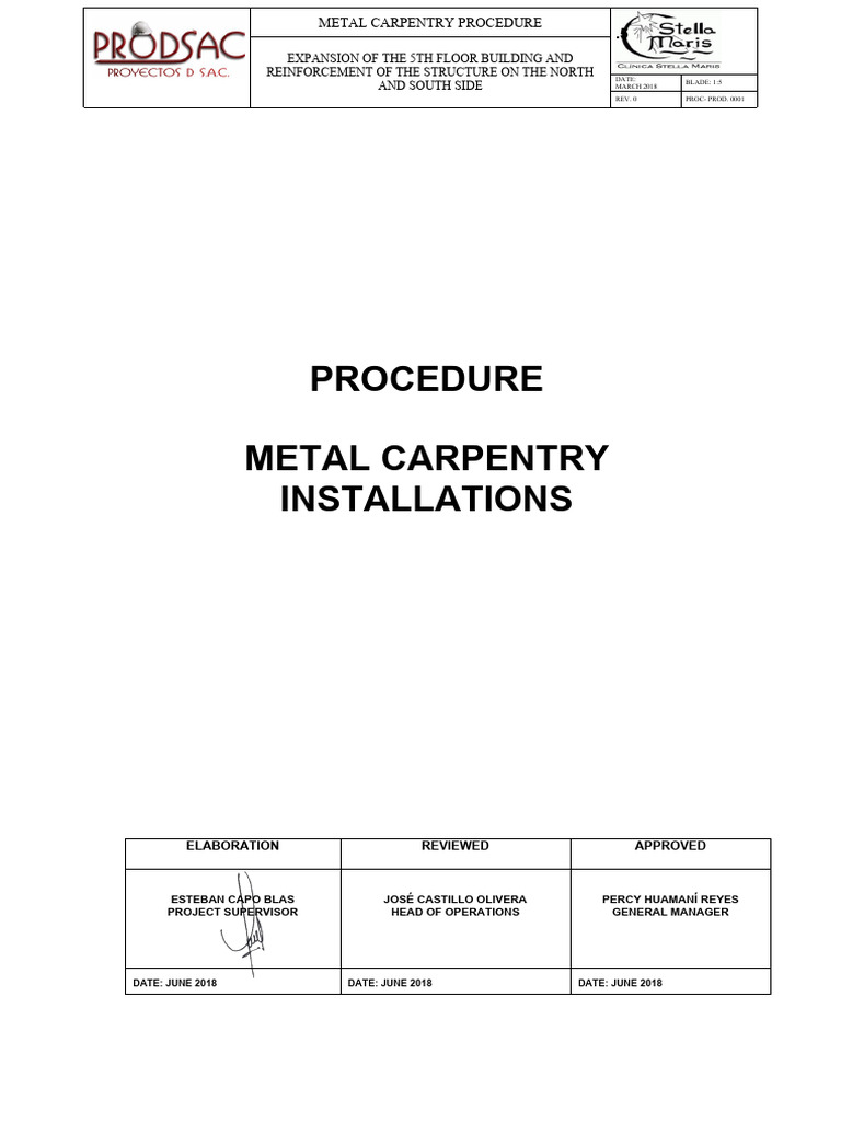 Metal Carpentry Installation Procedure | PDF | Regulatory Compliance ...