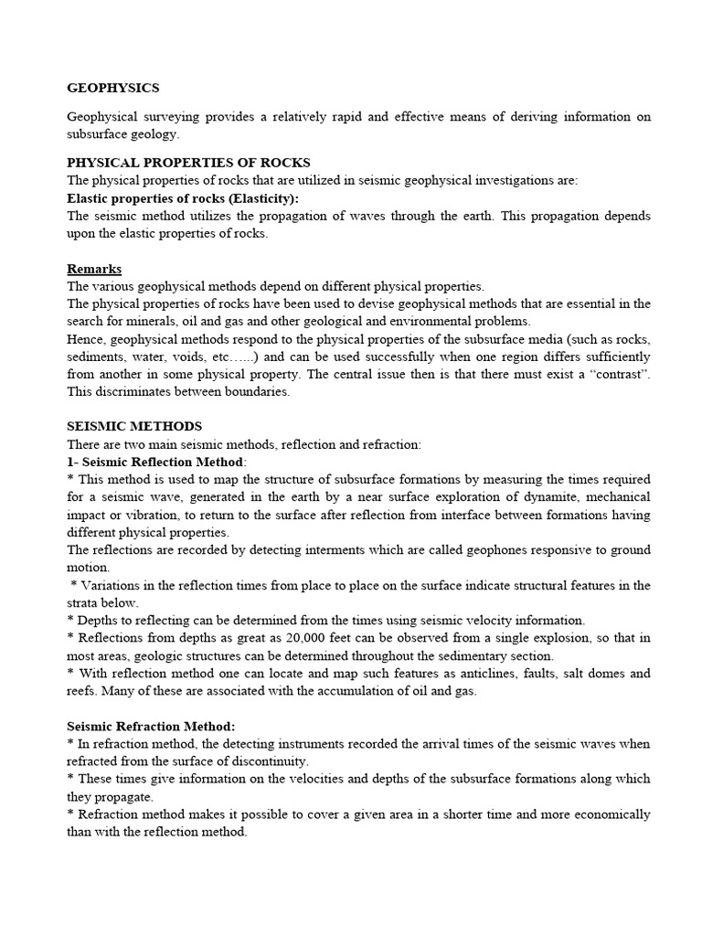Seismics 1 Good Basic Concepts Of Geophysics 2 Pdf Seismology