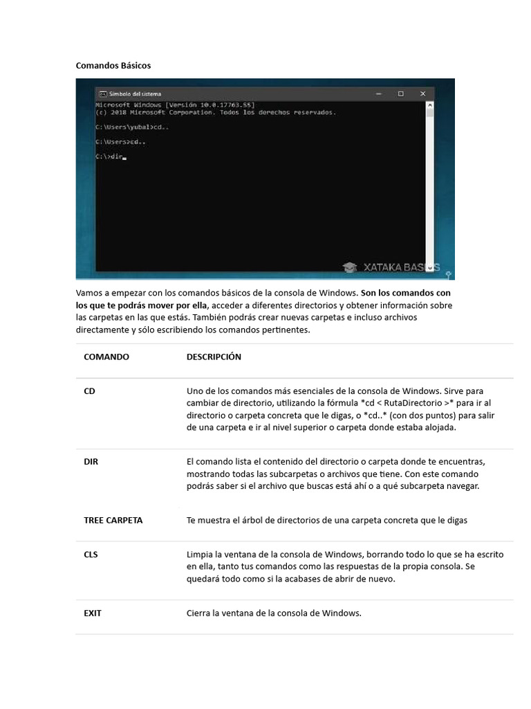 Comandos Básicos de la Consola de Windows | PDF | Archivo de ...