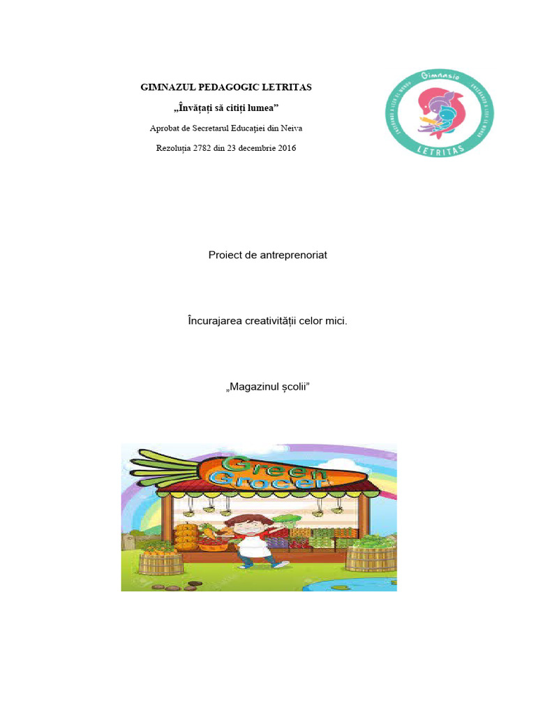 Proiect de Antreprenoriat | PDF