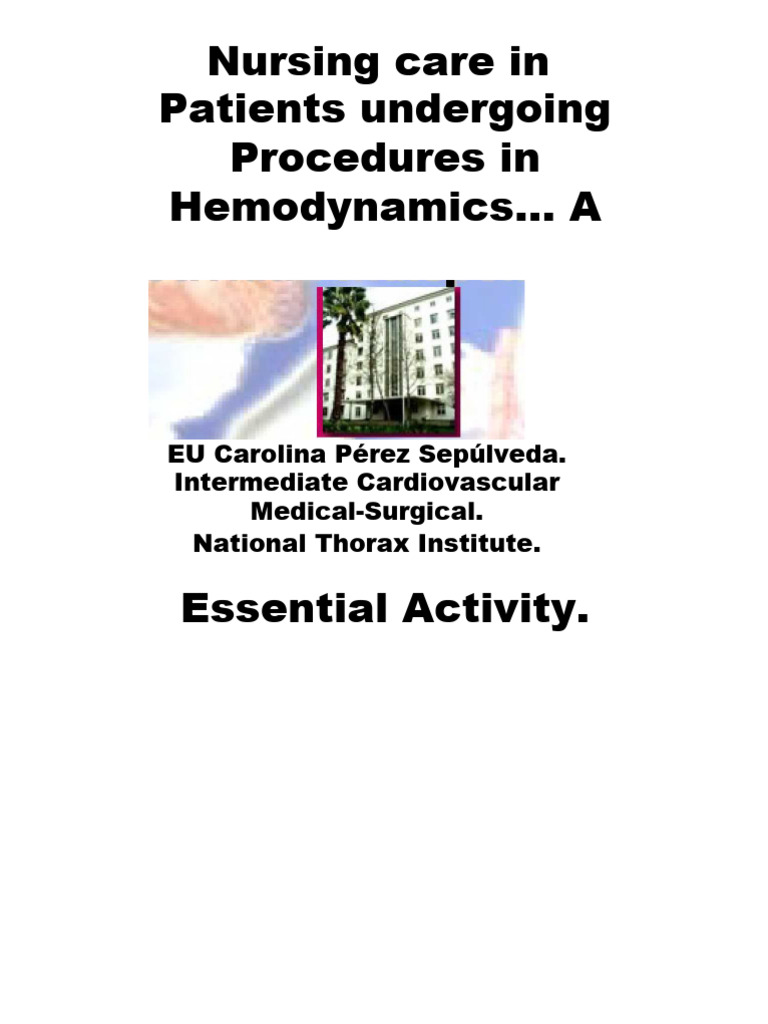Nursing Care In Hemodynamics Pdf Angiography Heart