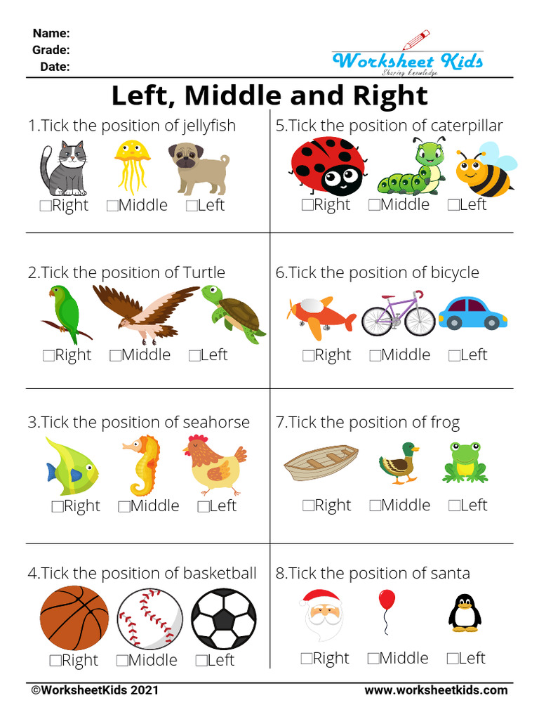 Positioning Worksheet for Kids | PDF