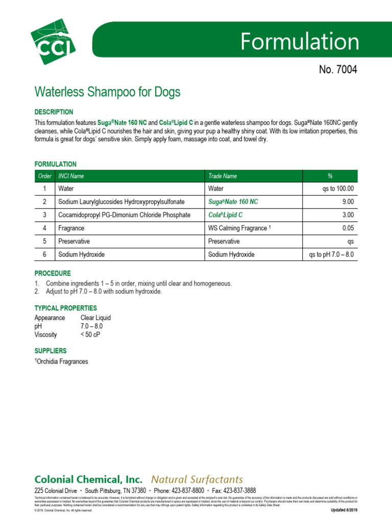 7004 Waterless Shampoo For Dogs 160NC Lipid C | PDF | Shampoo ...