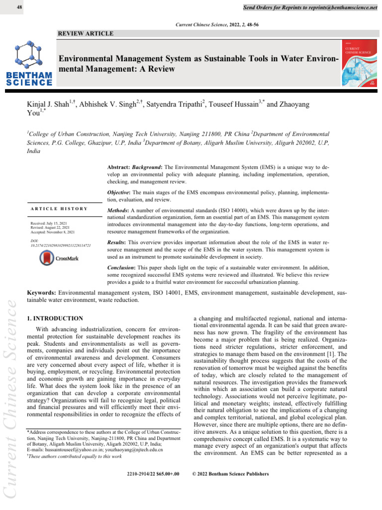 EMS for Sustainable Water Management | PDF | Sustainability ...