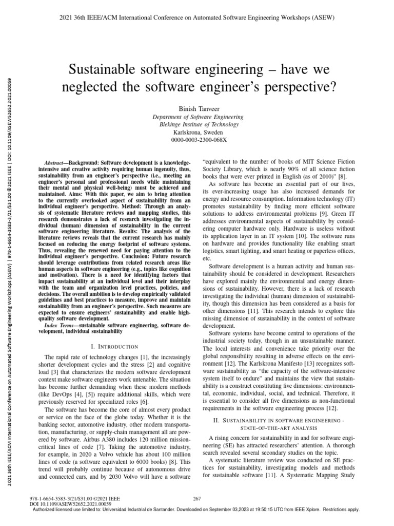 Sustainable Software Engineering Have We Neglected The Software