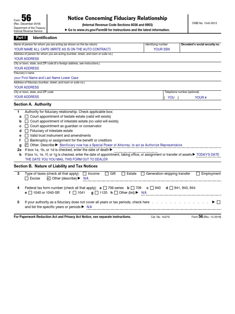Understanding IRS Form 56 | PDF | Taxes | Fiduciary