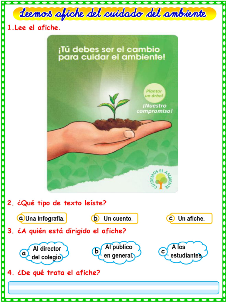 Ficha Leemos Afiches Del Cuidado Del Medio Ambiente (18-06-24) | PDF