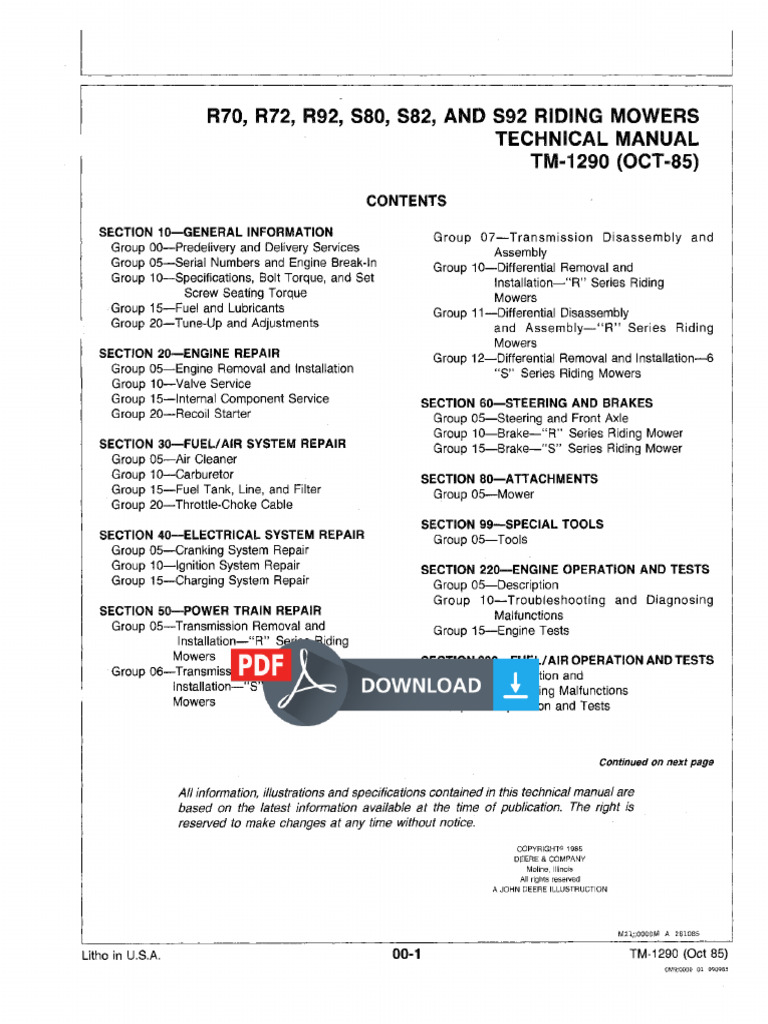 John Deere R72 Parts and Manuals | PDF