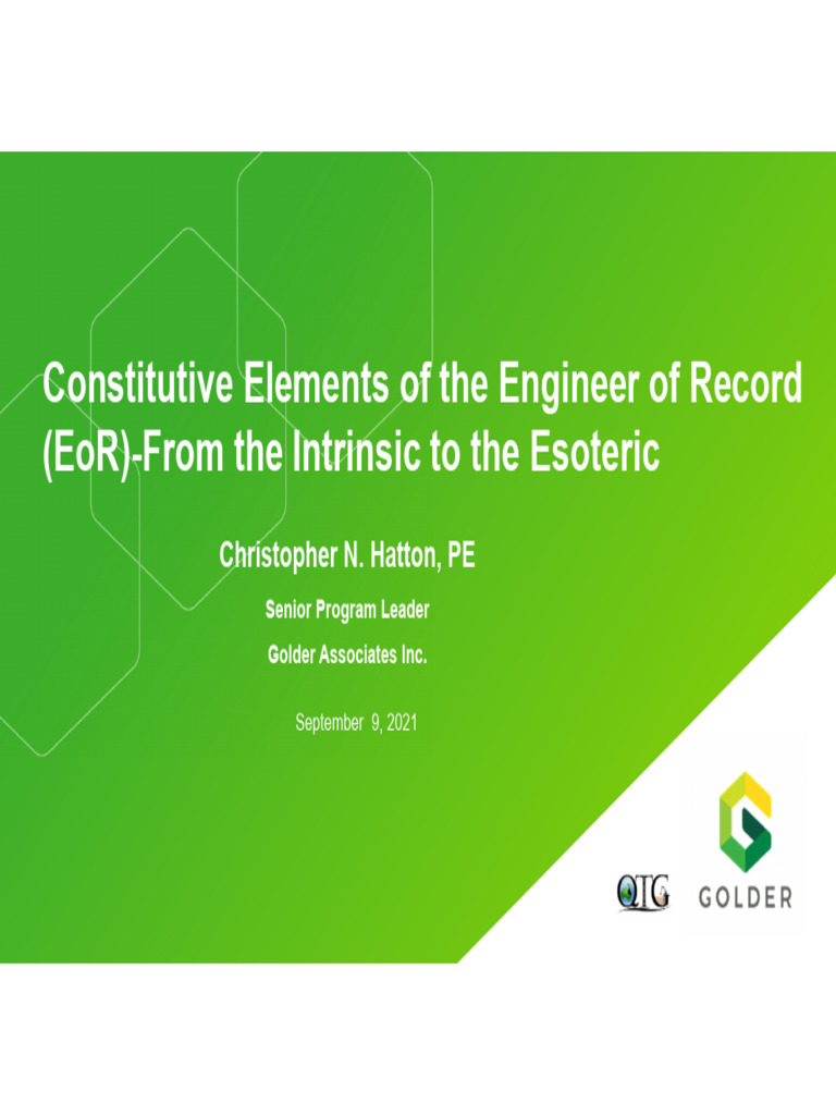 Engineer of Record: Roles and Standards | PDF | Science & Mathematics ...
