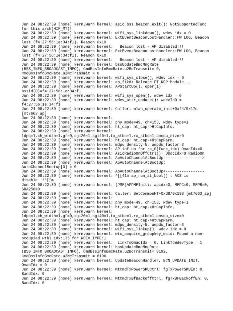 WiFi Beacon Loss and Channel Switch Logs | PDF | Telecommunications ...