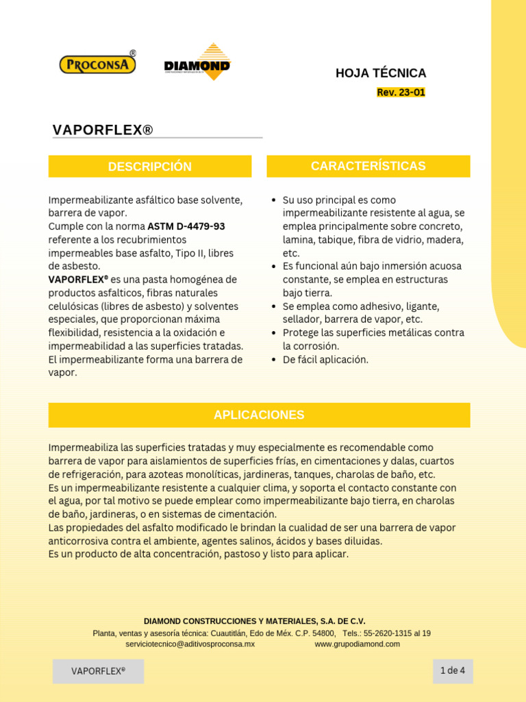 Hoja Tecnica VAPORFLEX | PDF | Agua | Pintar