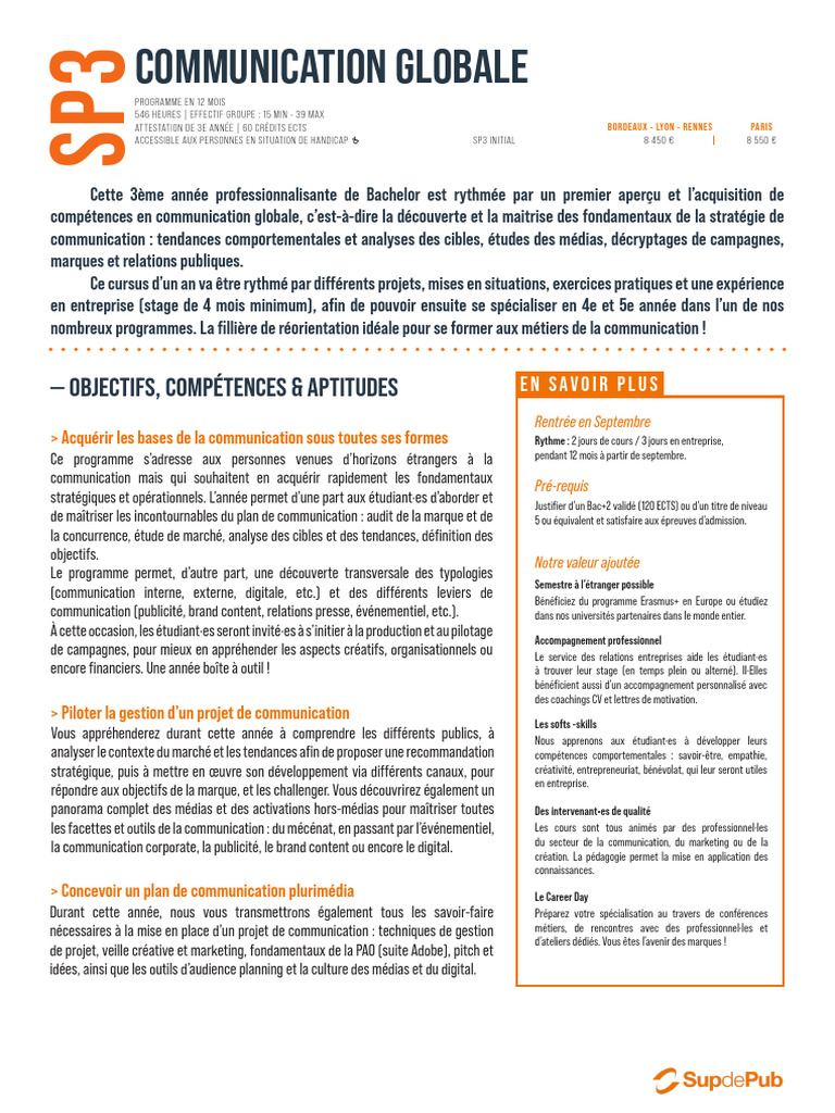Bachelor en Communication Globale | PDF | Promotion (marketing ...